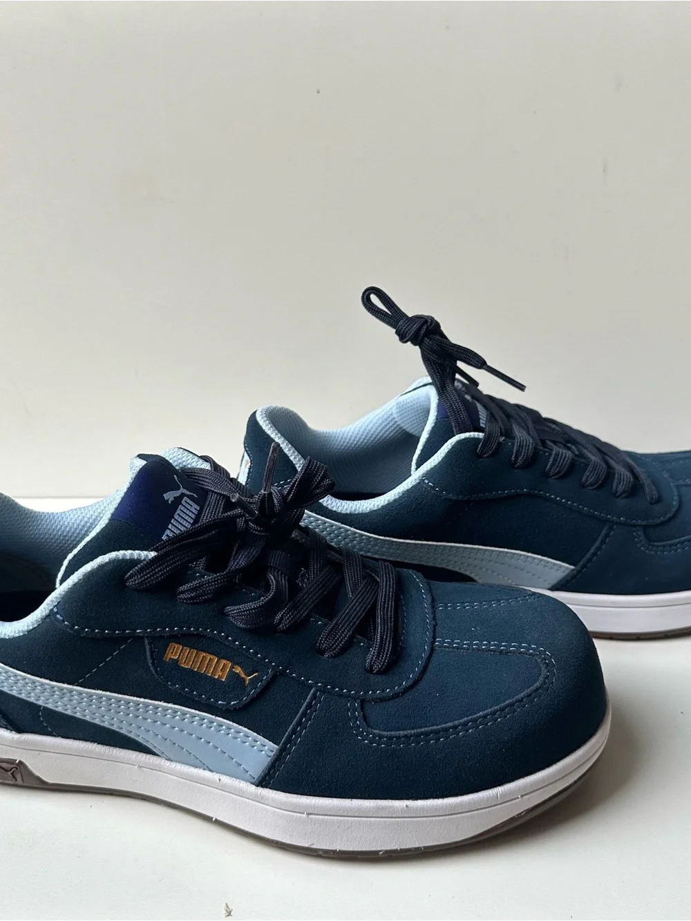 Puma Safety Shoes Men's Size 10 Navy Blue Suede Slip Resistant Work Sneakers